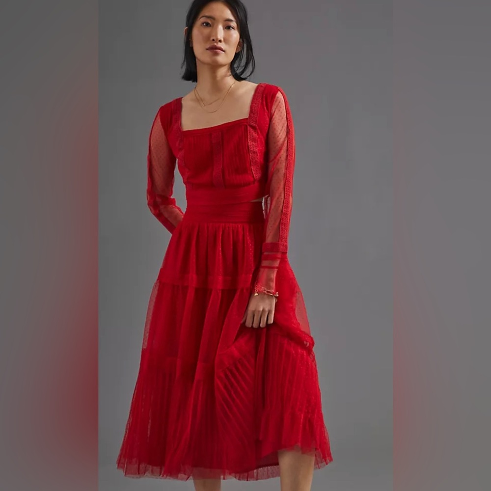 Anthropologie Dotted Tulle Skirt Set